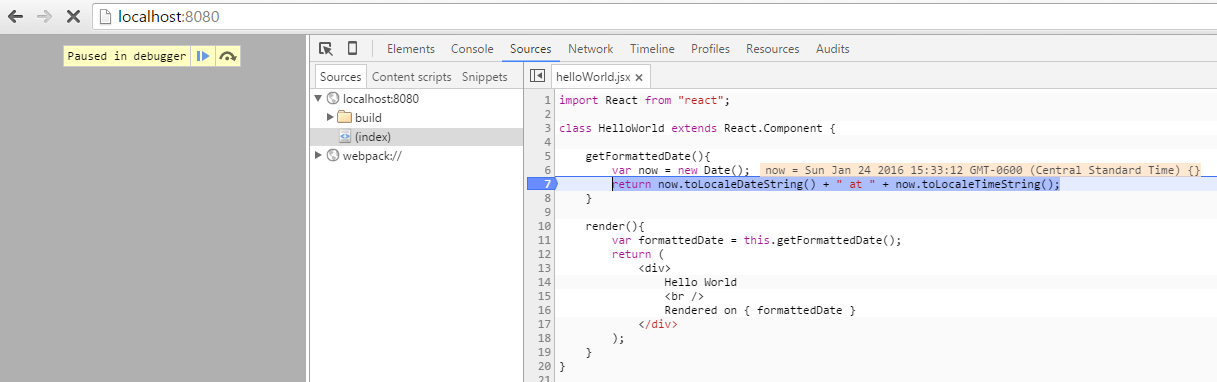 ES6 HelloWorld Interpreted Breakpoint