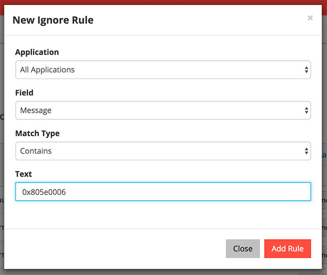 0x805e0006 Ignore Rule