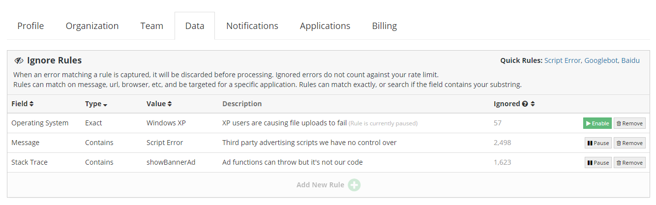 Ignore Rule Improvements