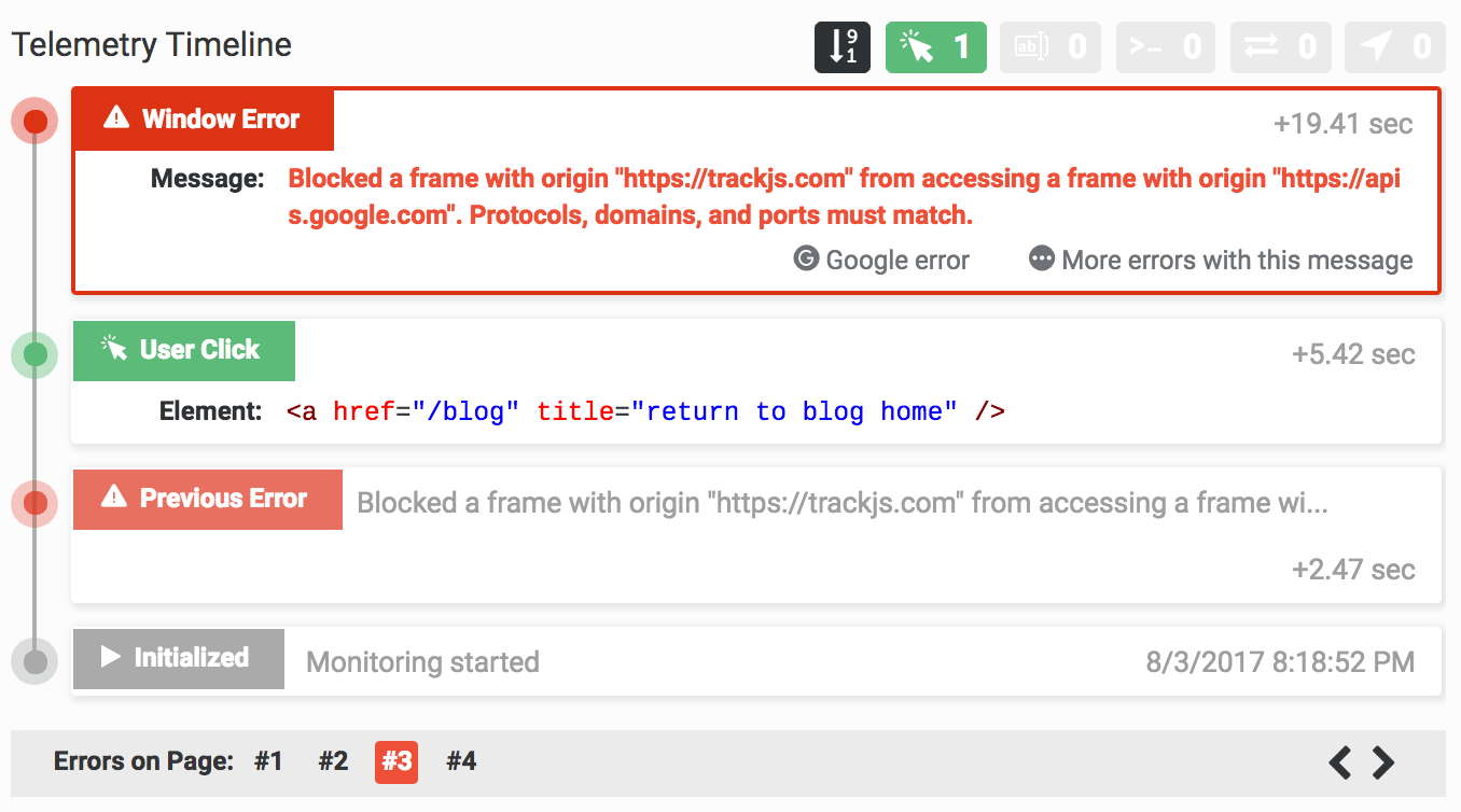 Navigating errors for a Page View