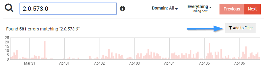 Add your search query to the global filter bar to see all pages scopes to the results.