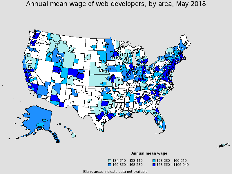 Annual Mean Wage of Web Developers