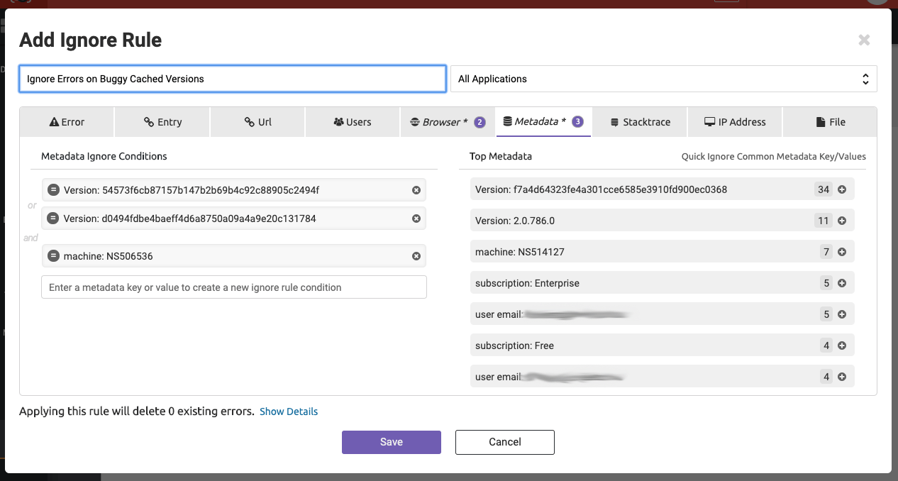 Ignore Rule by Metadata