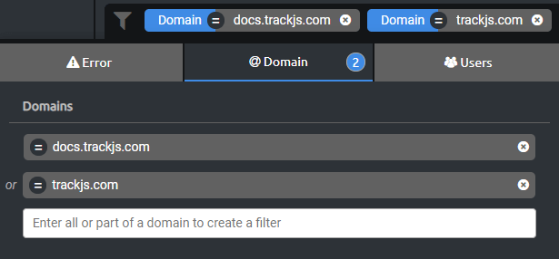 Filtering to multiple domains.