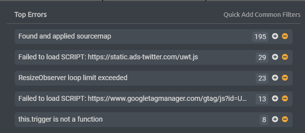 Top 5 error messages.