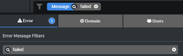 An applied search filter. Note the spyglass icon to denote it.