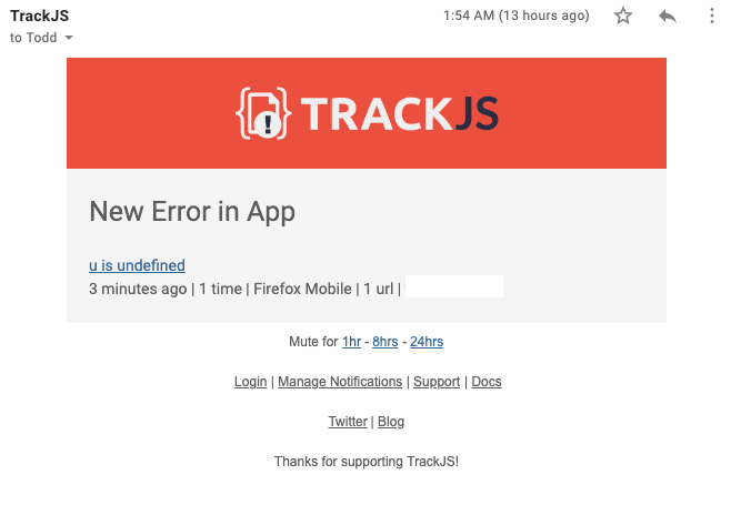New Error Alert Email