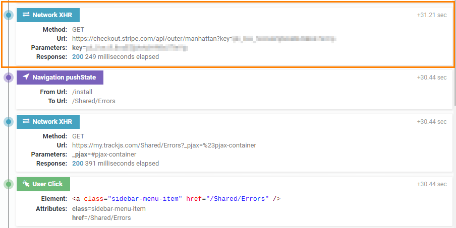 We can see the network request for the Stripe assets, even though it