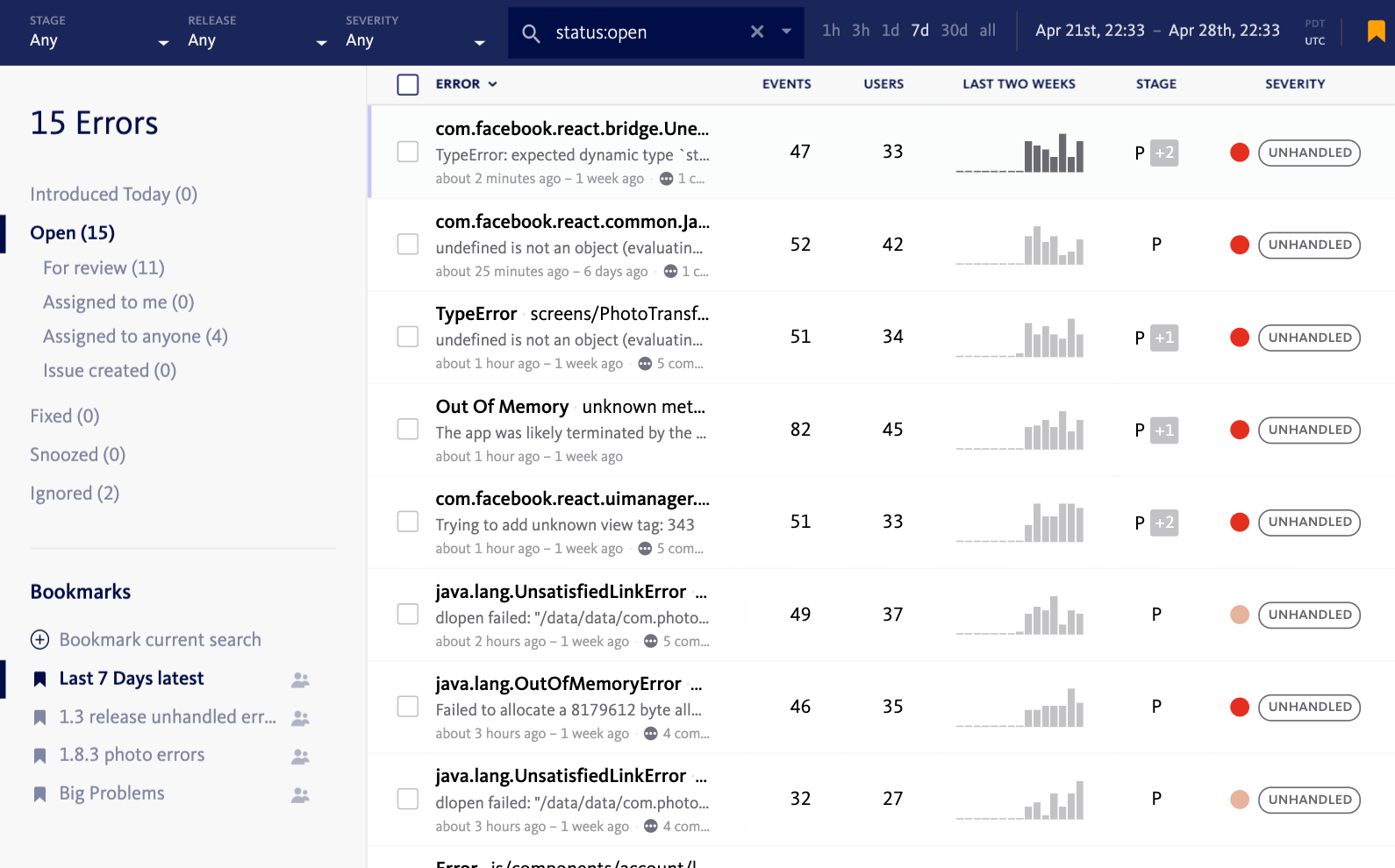 BugSnag Application Performance Monitoring