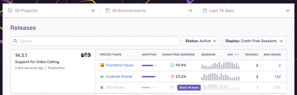 Sentry Application Performance Monitoring