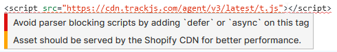 The Shopify code editor does not like third party hosted assets