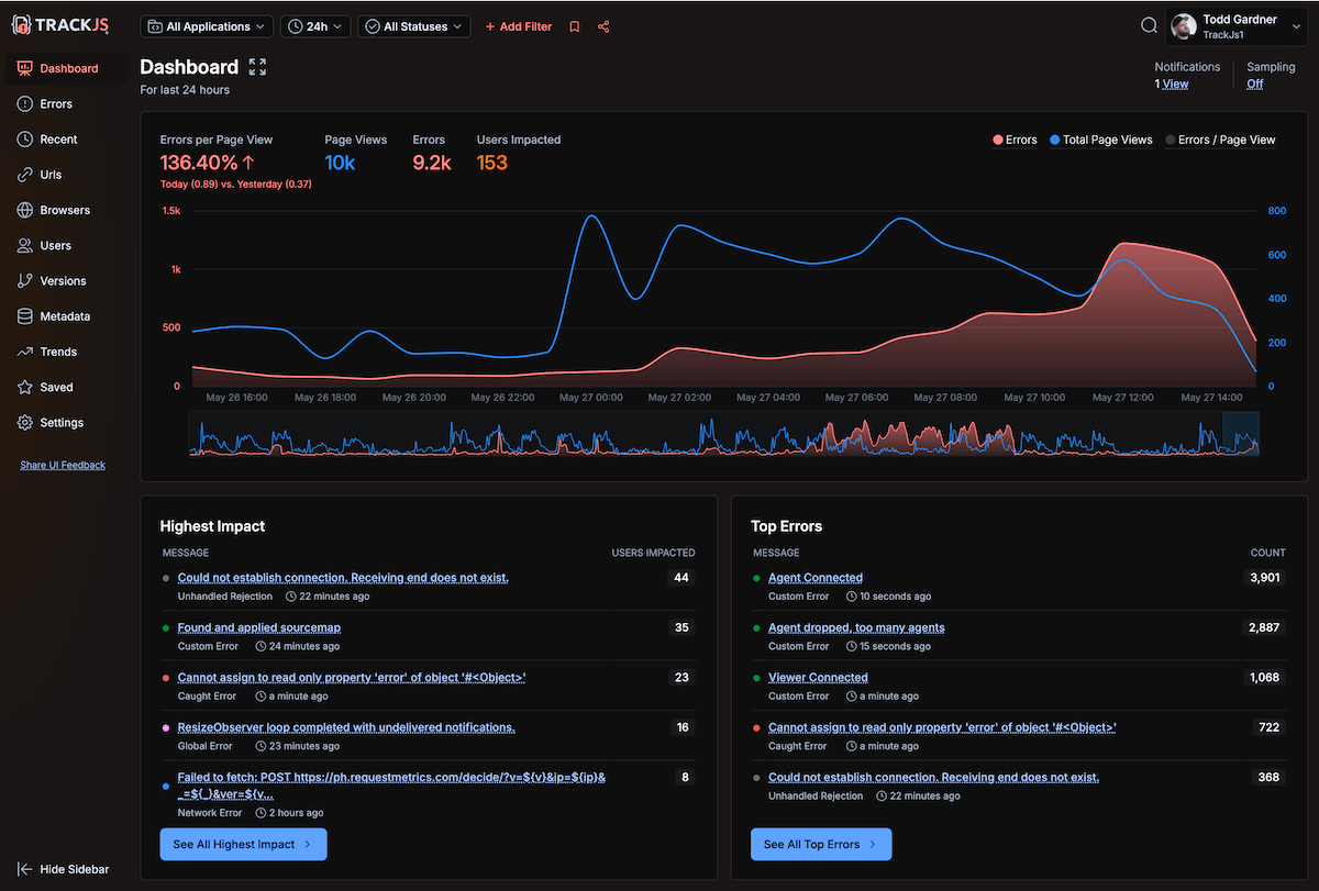 TrackJS Dark Mode