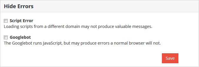 Hide errors from the profile page